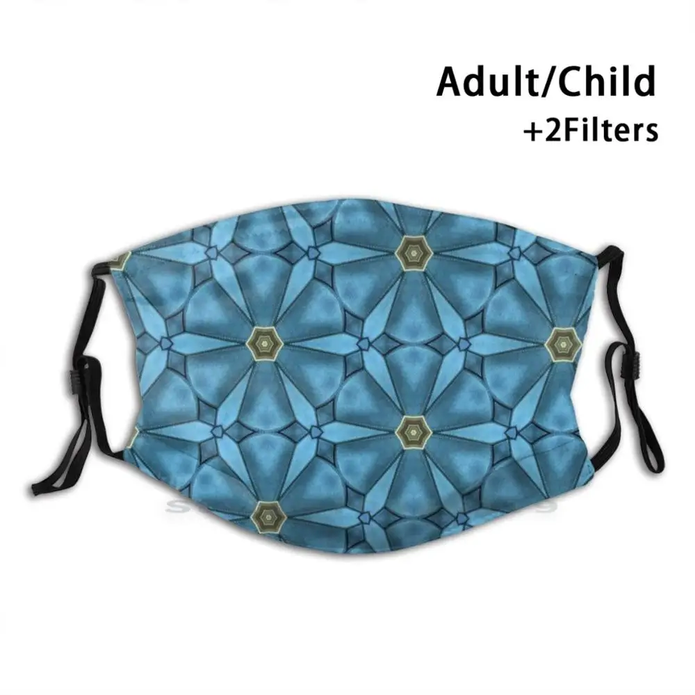 

Leather - Look Print Mandala Pattern In Blue , Indigo , Beige Design Anti Dust Filter Washable Face Mask Kids Mandala