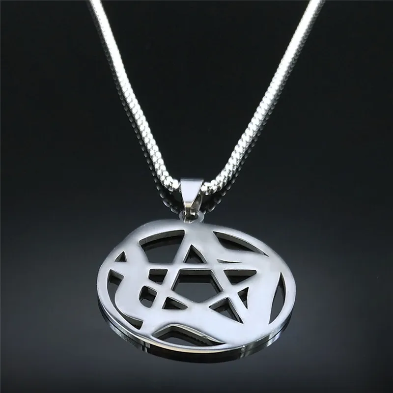 Колье Witchcraft с пентаграммой и спиральной змеей из нержавеющей стали подвеска на