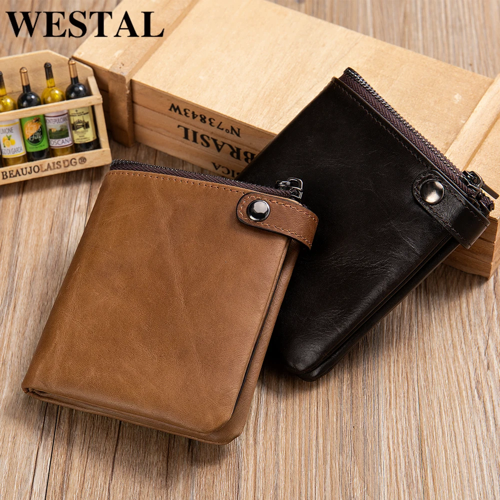 

Портмоне WESTAL мужское из натуральной кожи, роскошный брендовый кошелек с кредитницей, модная тонкая сумка с RFID-защитой, короткий бумажник, 7447