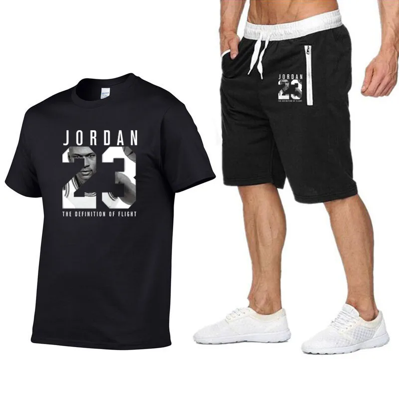 Новинка JORDAN 23 Мужская мода из двух частей футболка + шорты костюм мужская летняя