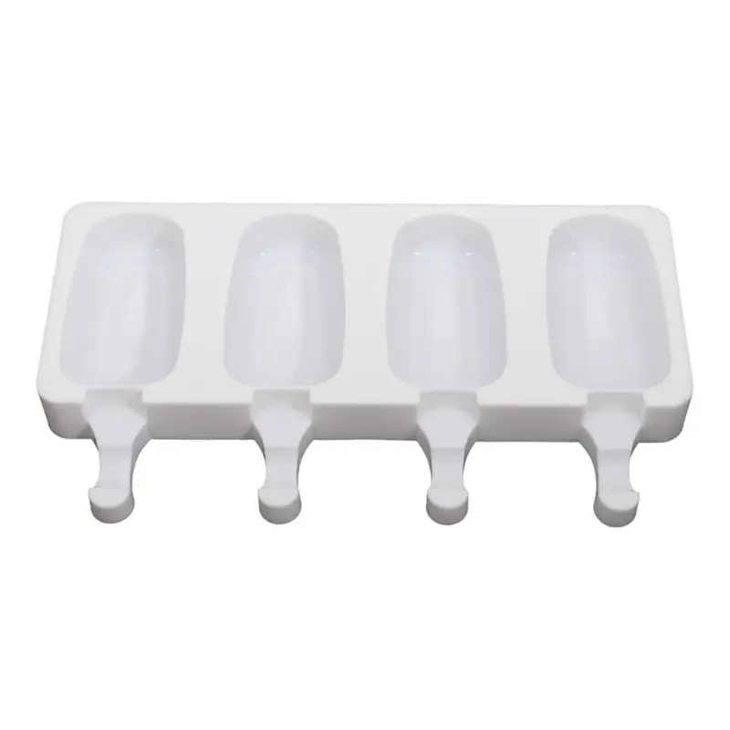 

4 Cell Ice Cream Mold Silicone Juice Maker Ice Lolly Mould With Wood Sticks