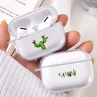 Прозрачный защитный чехол для наушников AirPods Pro с симпатичными кактусами и суккулентами