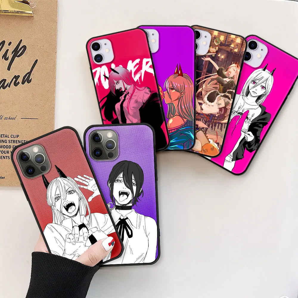 

Movil Phone Case for Apple iPhone 11 7 8 Plus X XR XS 12 Pro Max 6 6S Black Soft Cover 12Mini SE 2020 Funda Anime Chainsaw Man