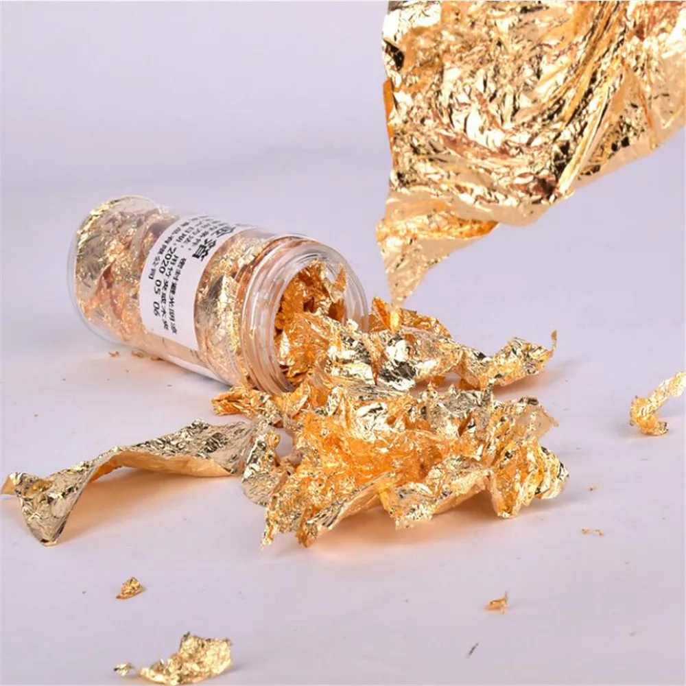 

1PCS Edible Grade Genuine Gold Leaf Schabin Flakes 2g 24K Gold Decorative Dishes Chef Art Cake Decorating Tools Chocolate