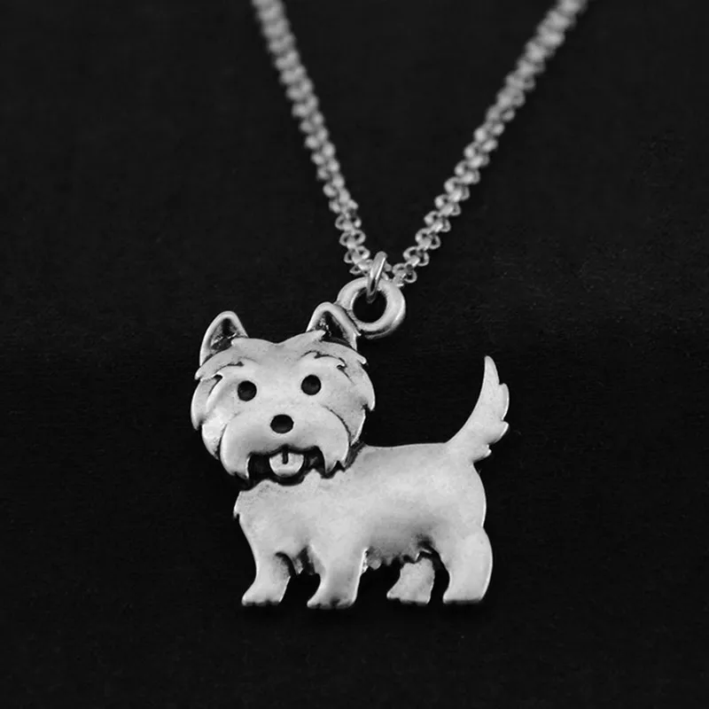 Длинное ожерелье Westie в стиле ретро с подвеской виде собаки женские цепи из