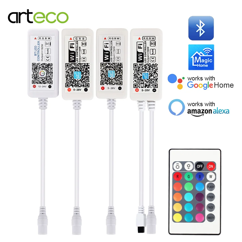 5 в 12 В 24 В Светодиодная лента Bluetooth/wifi RGB/RGBW/контроллер rgbww Android IOS APP Amazon Alexa Google Magic Home IR управление