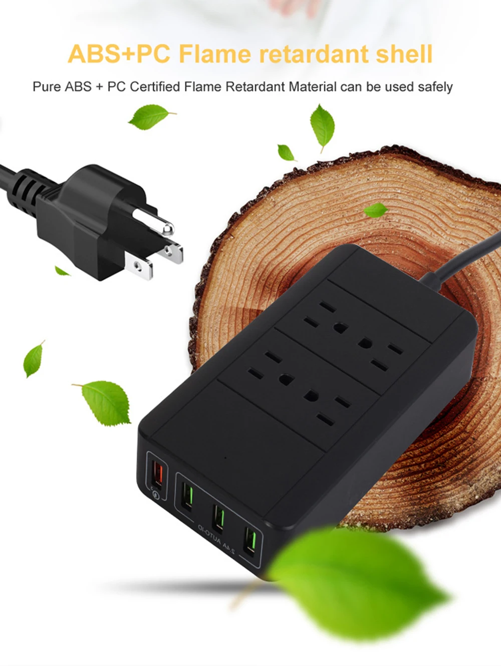 Сетевой фильтр, сетевой фильтр, 4 USB розетки переменного тока, штепсельная розетка США с USB 4 портами QC3.0, быстрая зарядная станция, 6 футов/1,8 м, удлинитель