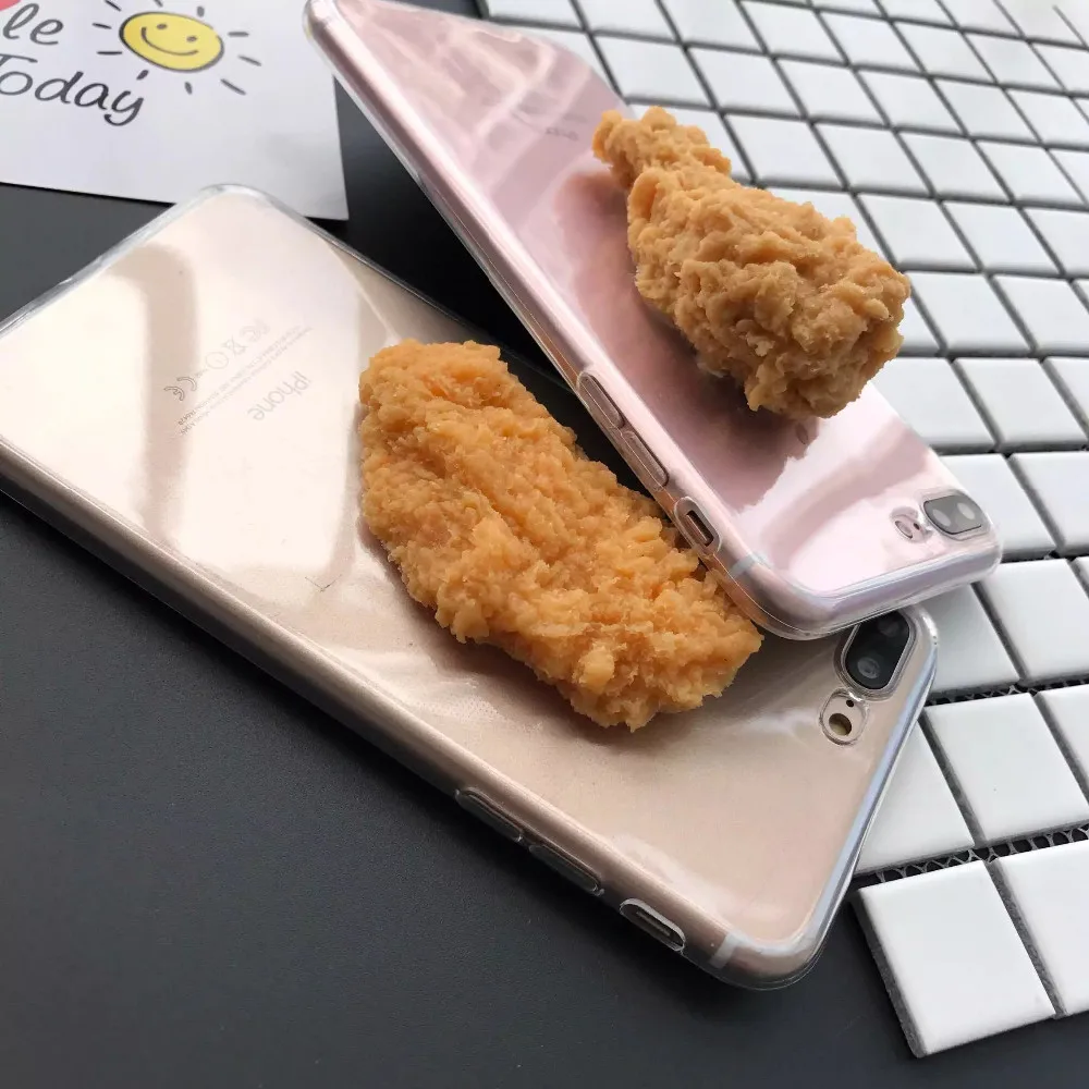 3D имитация забавной вкусной еды курица чехол для телефона s Чехол для iPhone 7 11 Pro 6S 7 8 Прозрачный чехол для телефона X XR XS Max