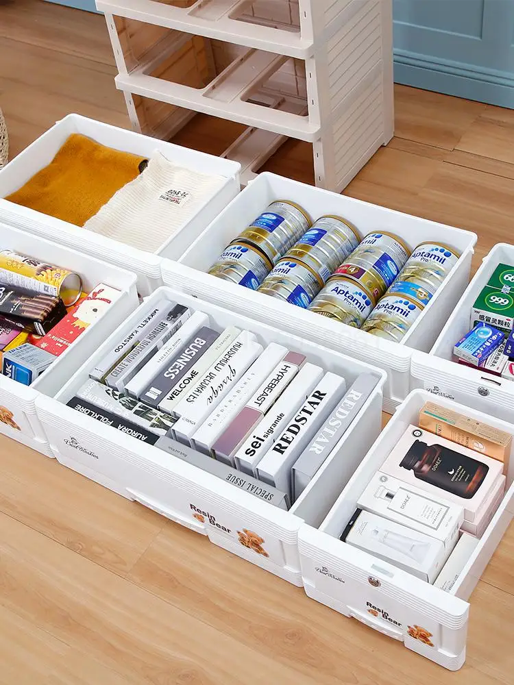 Пластиковый ящик шкаф для хранения детский малыша коробка детей мелочи комод с