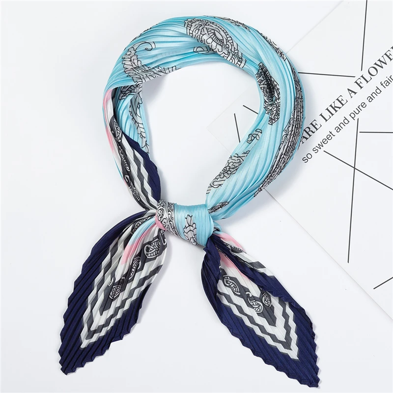 Модный плиссированный шарф хиджаб женские шелковые ощущения квадратные