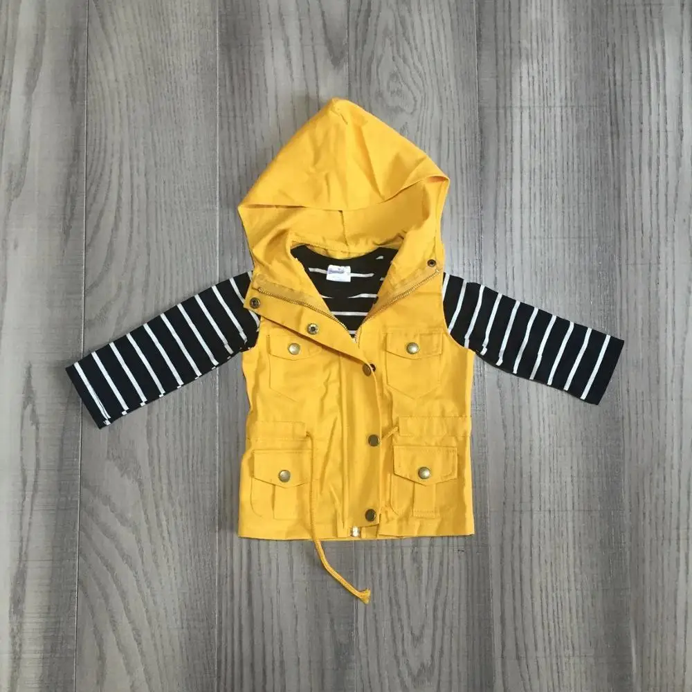 Одежда для маленьких девочек комплект из 2 предметов Полосатое пальто с