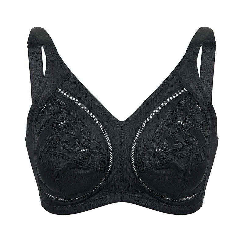 

Hot Sale Women's Plus Size Embroidered Non-Padded Full Coverage Wirefree Bra