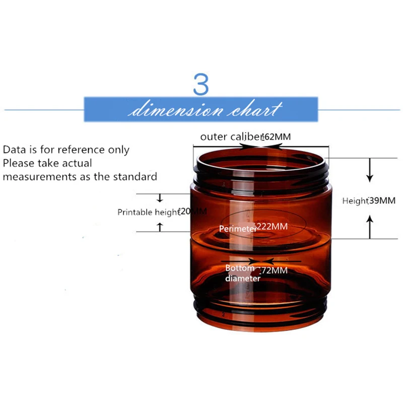 

100Ml*8 Empty Big Capacity Plastic Cream Jar Amber Round Skin Care Salve Containers Hot Sale Cosmetic Packing Refillable Bottles