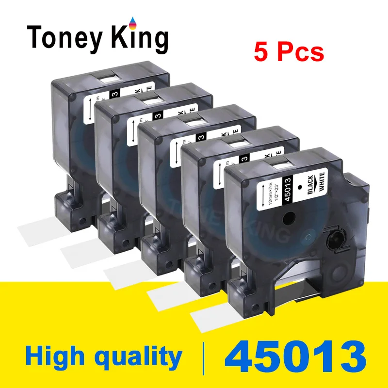 

Toney King DYMO D1 45013 Black on White 5pcs 12mm Refill Lable Tape Compatible For Printer Dymo LabelManager 160 210D 280