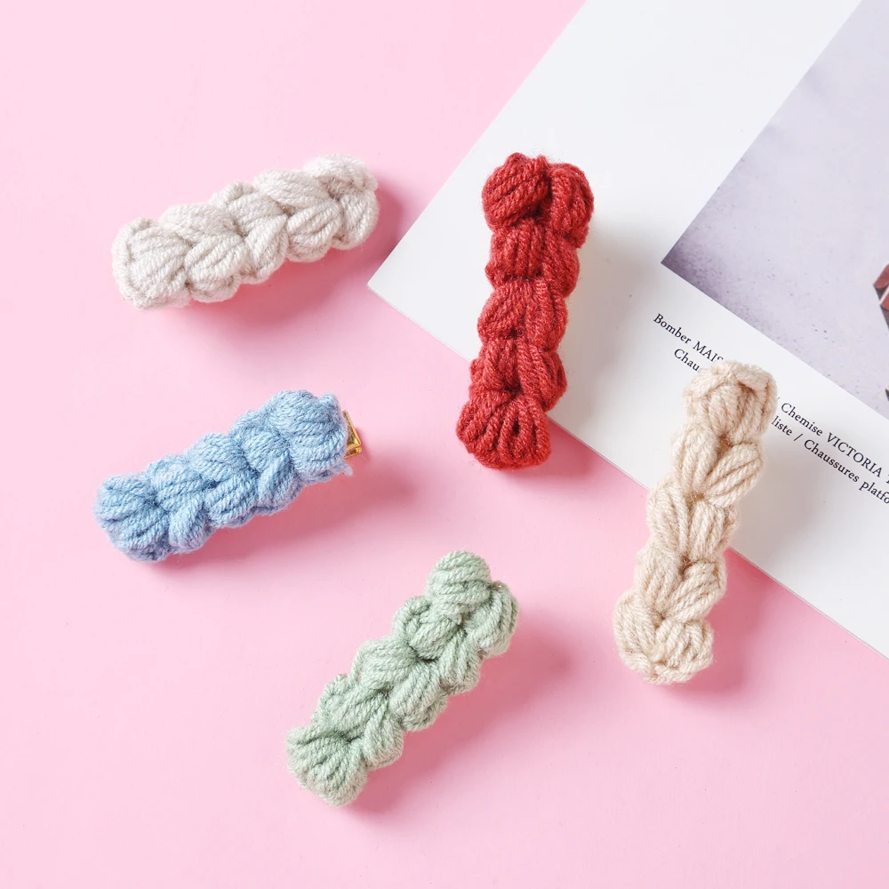 

Small Twist Wool Knitted Hairpins For Kids Winter Baby Girls Accessories Simple Knit Hair Clips Children Fashion Headwear 2020