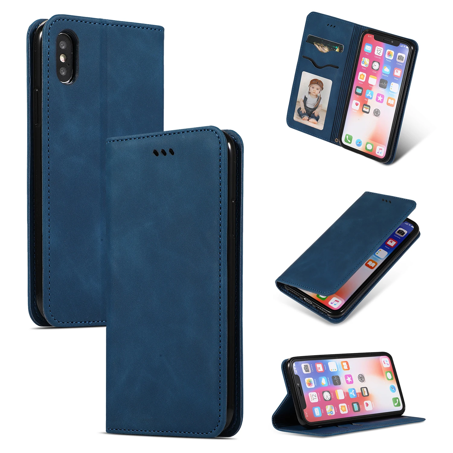 Роскошный флип-чехол для Iphone Xr Xs 11 pro Max X 8 7 6 6s Plus, мягкий кожаный силиконовый магнитный держатель для карт, кошелек, подставка, чехол-книжка - Цвет: Nary