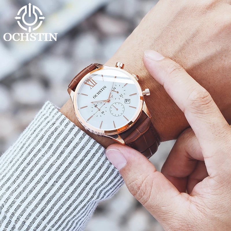 Лидер продаж мужские часы модные розовое золото Военная Дата спортивные