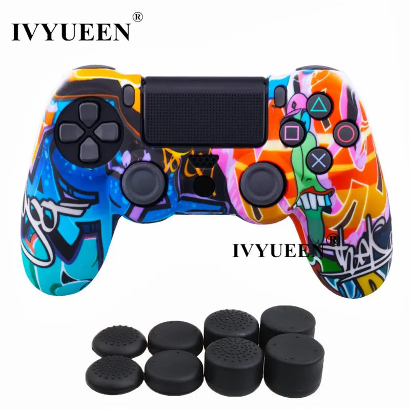 Силиконовый защитный чехол IVYUEEN для sony Dualshock 4 PS4 DS4 Pro Slim с 8 аналоговыми джойстиками - Цвет: Graffiti B