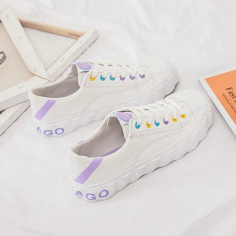 

White Sneakers Vulcanize Women Canvas Shoes Flats Spring Casual Shoes Female 2021 New Female Canvas Sneakers Shoes