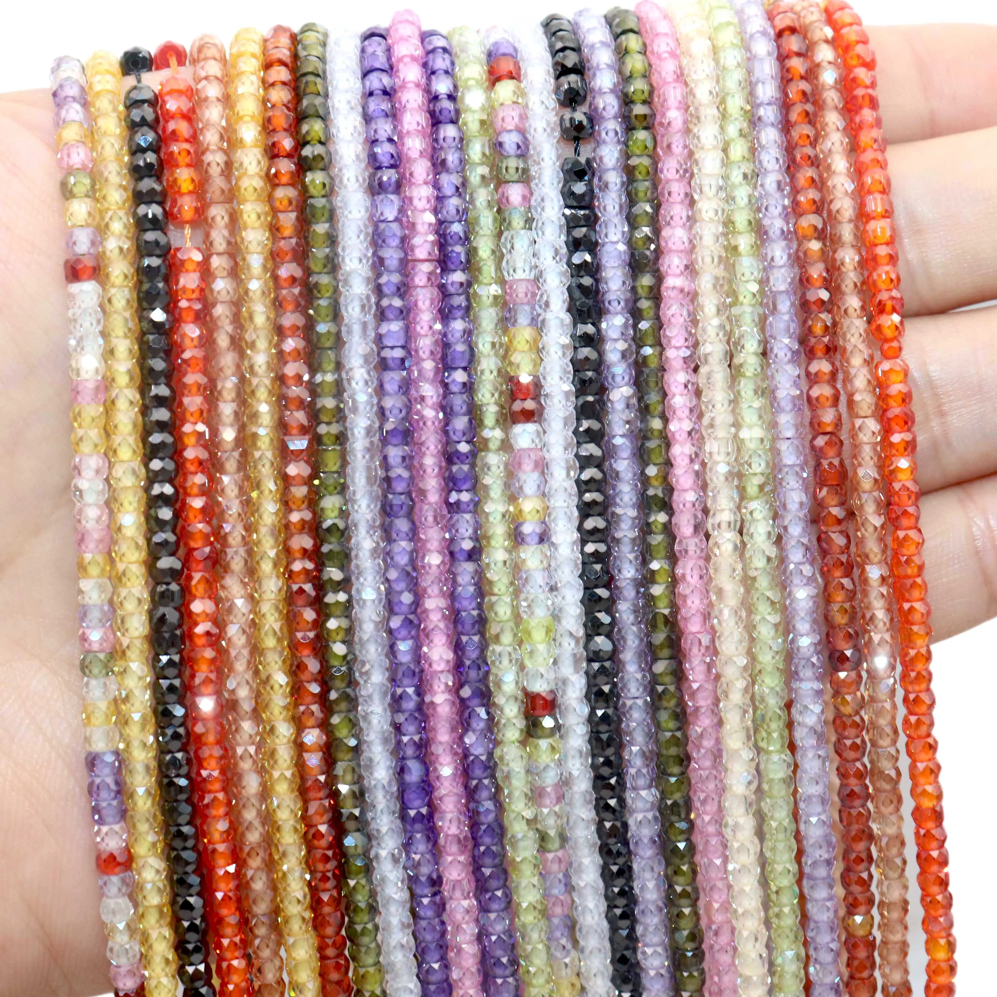 Граненые кубические циркониевые Стразы 2*3 мм разноцветные круглые бусины