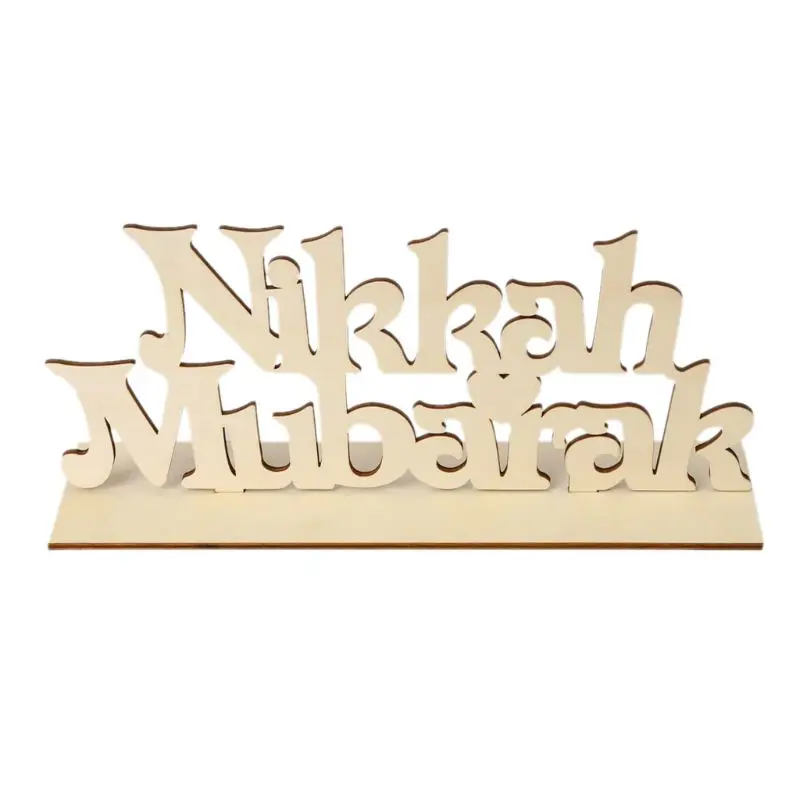 

Nikkah Mubarak Wooden Sign Plaque Art DIY Alphabet Ornaments Home Decoration Craft Desktop Table Ornament