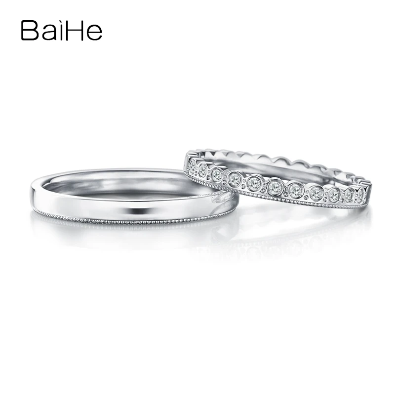BAIHE однотонное 18K Белое Золото H/SI натуральные бриллианты женское кольцо для