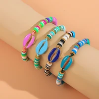 hot sale polymer clay disc beads clolorful enameled alloy shell charm bracelet