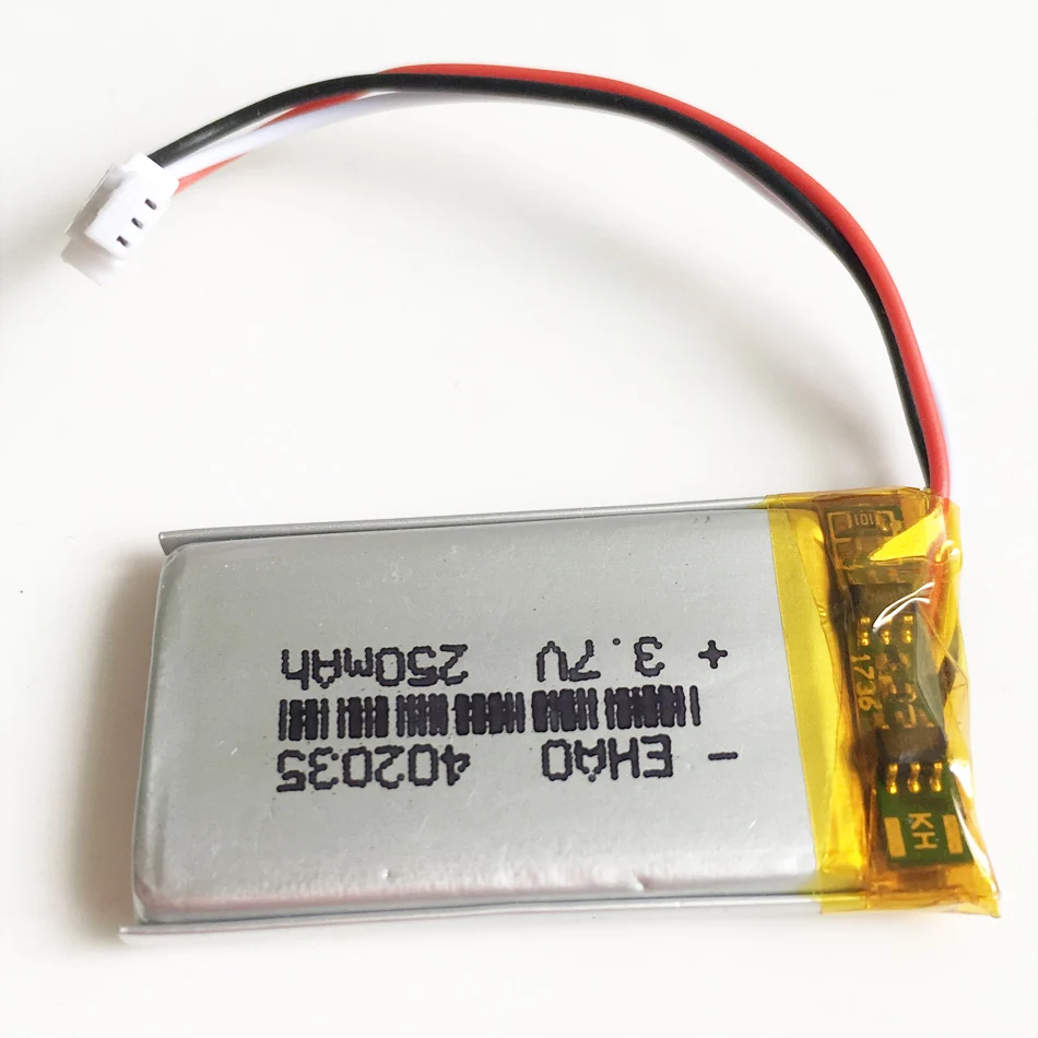 

3.7V 250mAh 402035 with JST 3pin Plug Lithium Polymer Rechargeable battery Lipo for MP3 MP4 GPS bluetooth headset video pen