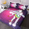 BlessLiving Unicorn Bedding Set Cartoon Cool Horse Duvet Cover for Kids Colorful Rainbow Bedspread Gun With Hearts Home Textiles 1