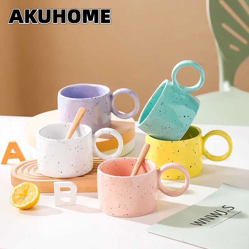 

Sesame Ceramic Mug Creative Milk Cup Cute Girl Couple Water Cup Coffee Cup