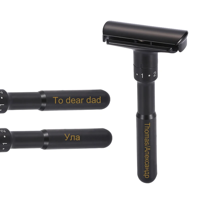 Черный регулируемый безопасный бритвенный станок с двумя краями для мужчин