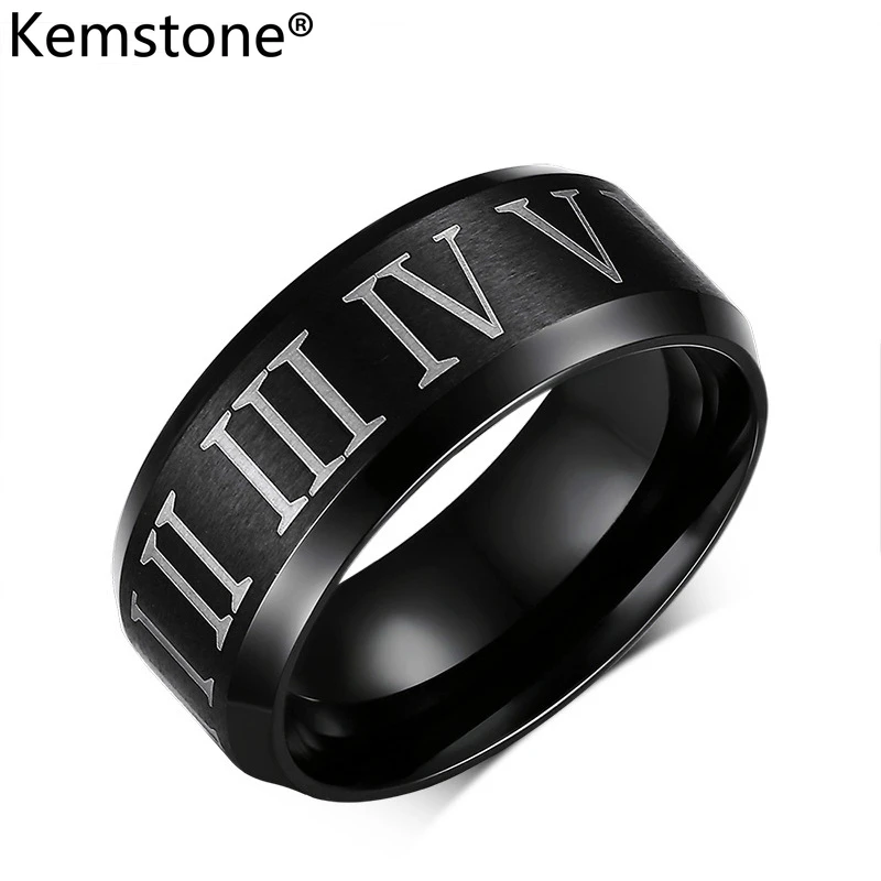Kemstone 8MM Titanium Ring For Men Black Plated Rome Digital Rings | Украшения и аксессуары