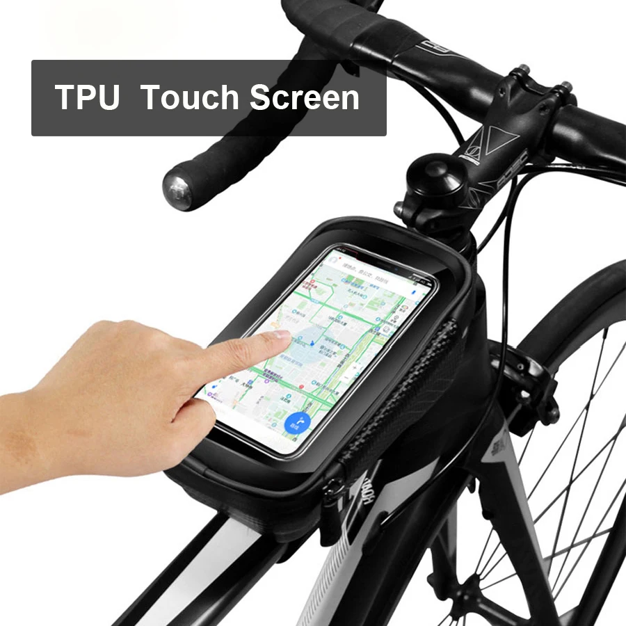 newboler mountain bike bag rainproof waterproof mtb front bag 6 2inch mobile phone case bicycle top tube bag cycling accessories free global shipping