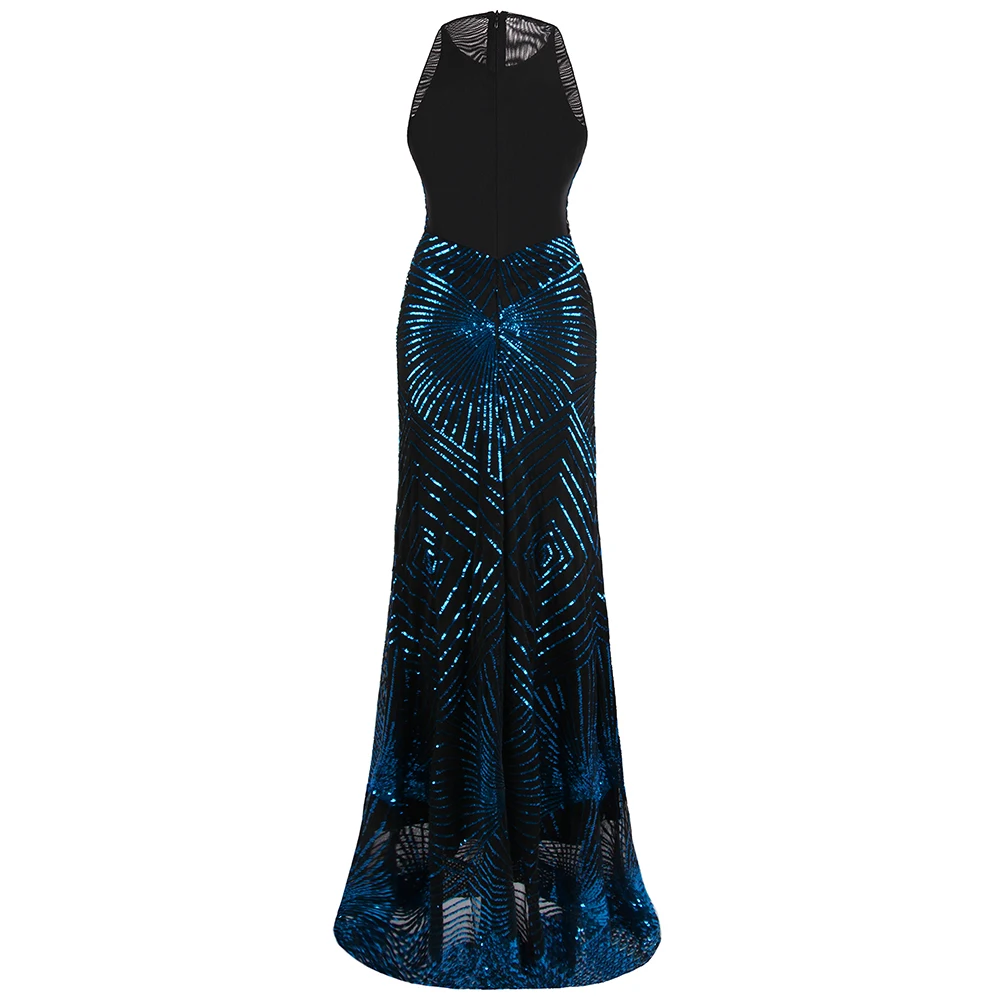 Angel-fashions, женское вечернее платье, длинное, Формальное, просвечивающее, Арт Деко, с блестками, элегантные, вечерние, новинка 402