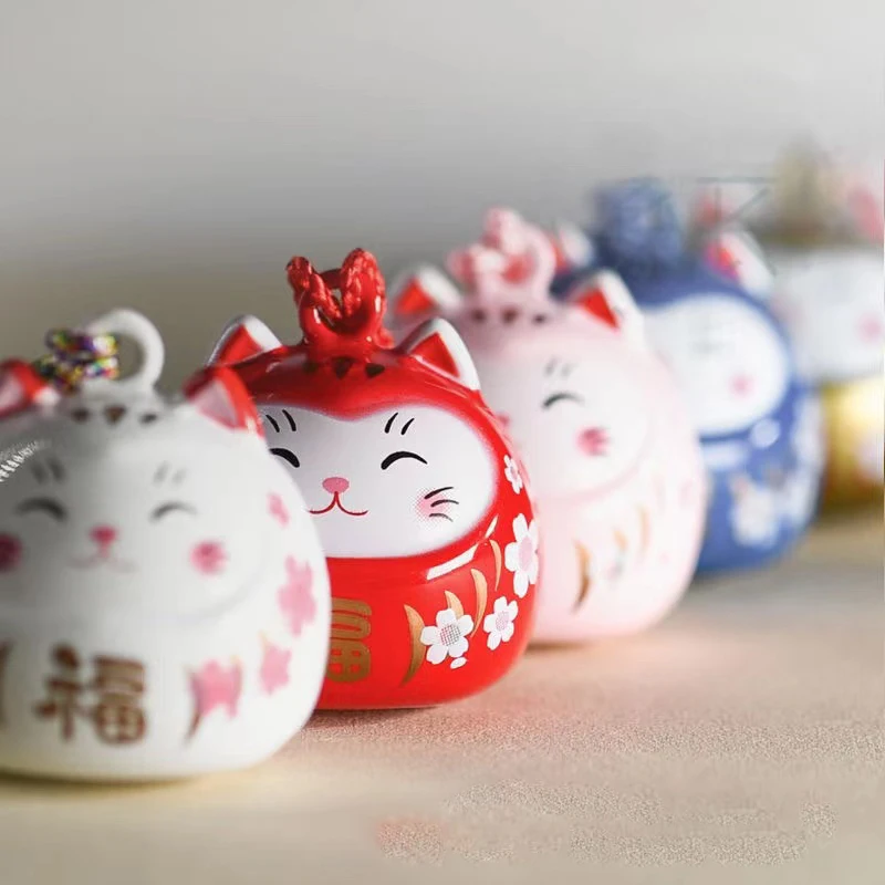 cartoon japan lucky cat keychain maneki neko trinkets car phone accessory bag pendant good luck fortune wealth couple gift free global shipping