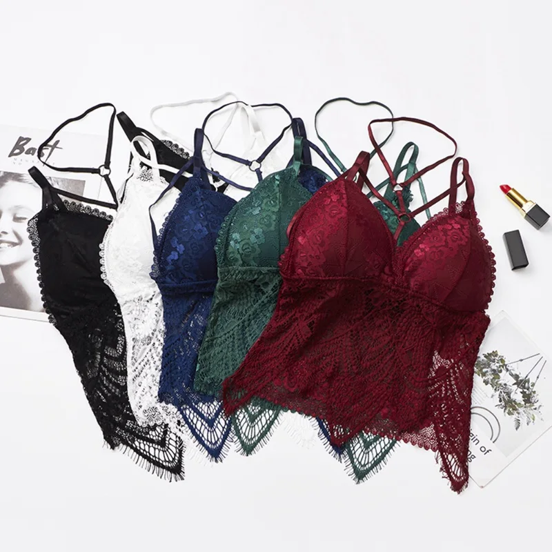 

Summer Women Camisole Push Up Wireless Lace Bralette Top Women Lace Embroidered Underwear