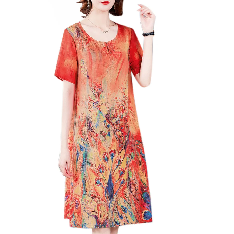 

2021 Summer High Quality Midi Mulberry Silk Dress Fashion Vintage 4XL Plus Size Print Runway Dress Classy Women Bodycon Vestidos