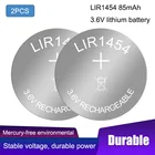 2 шт. оригинальная перезаряжаемая литиевая батарея 3,7 в 85 мАч LIR1454 Bluetooth гарнитура браслет батарея заменяет CR1454