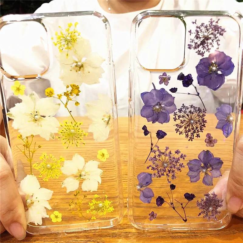 Real Flowers Dried Flower Soft TPU Back Cover for IPhone X 6 6S 7 8 Plus XS XR Max Clear Phone Case New 11 2019 |