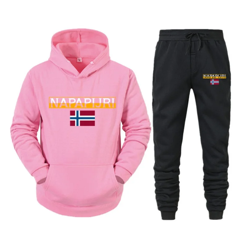 

Men's sportswear printed letter hooded casual loose street wear men's fashion casual autumn and winter wear + 2-piece Pants Set