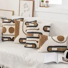 Коричнево-серый чехол для подушки с геометрической вышивкой, с кисточками, домашний декор, наволочка для подушки 45x45 см30x5 см, наволочка для дивана