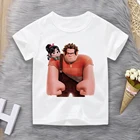 Футболка детская с коротким рукавом, милый Принт Ральфа и ванеллопа в стиле Харадзюку, одежда Disney, белый топ для мальчиков и девочек, футболки, на лето