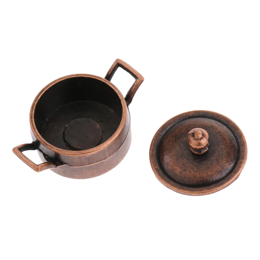 

Prettyia 5pcs Miniature Alloy Pots Pans Set for 1/12 Dollhouse Kitchen ACCS