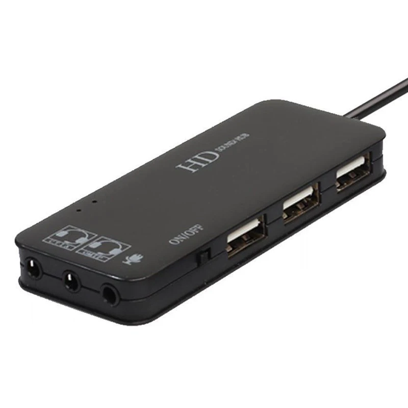 Usb хаб с аудио адаптером внешняя звуковая карта наушники микрофон разъем и