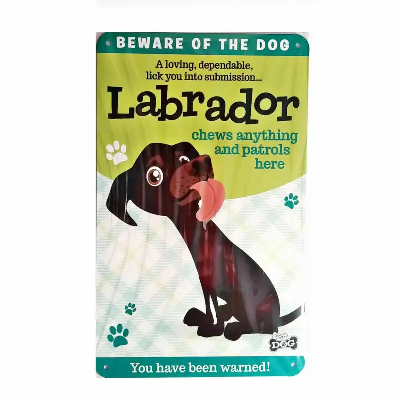 

Wags & Whiskers Dog Sign/Plaque Labrador (Brown)"- Tin Plaque 8x12