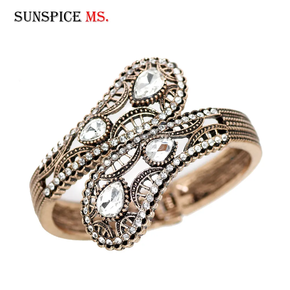 Женский Браслет манжета SUNSPICE винтажный браслет золотистого цвета с белым