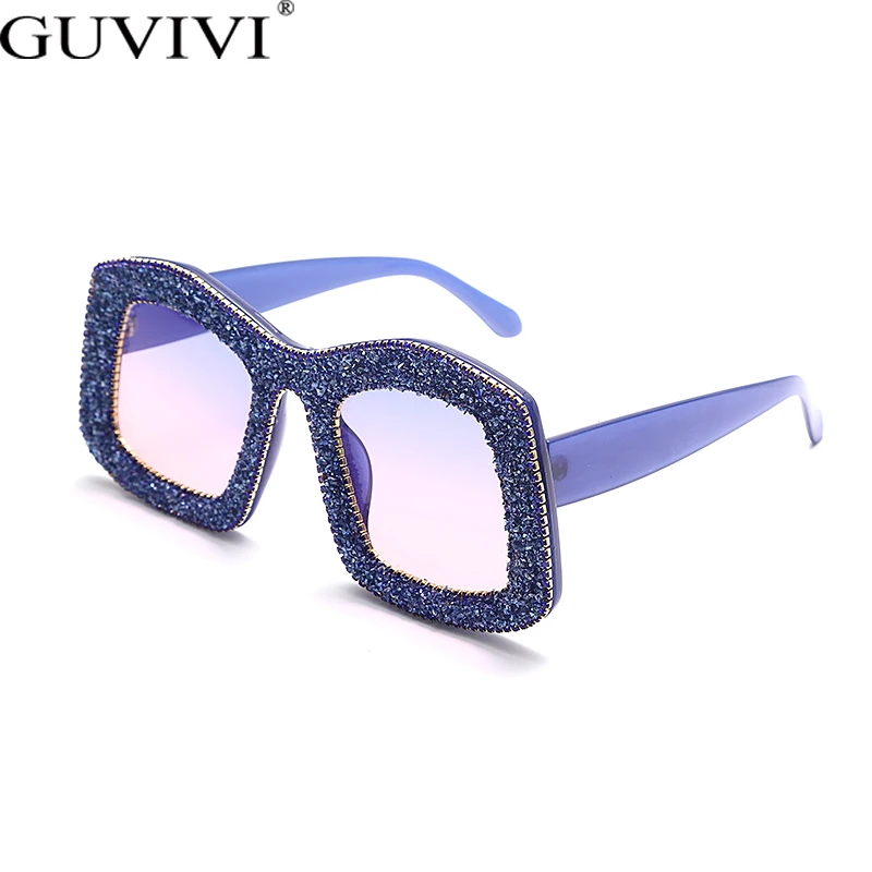 Square Colorful Rhinestone Frame Sunglasses Luxury Glitter Sequin Irregular Polygon Eyeglasses Punk Oversize Women Men Shades