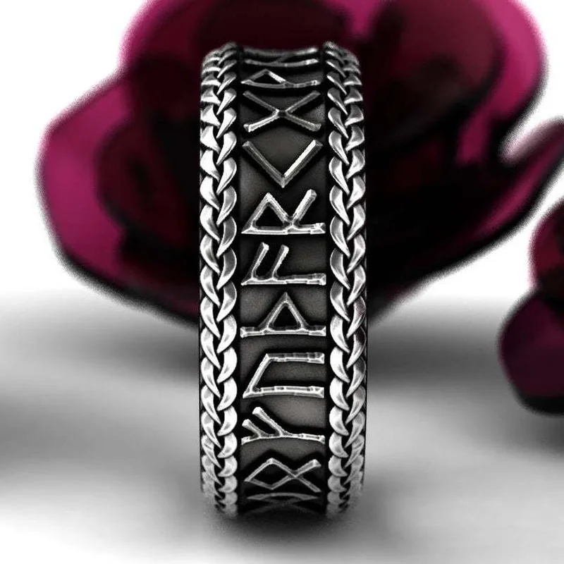 

Nordic mythology retro Viking Rune Ring men's stainless steel Odin symbol Amulet Ring Jewelry Gifts