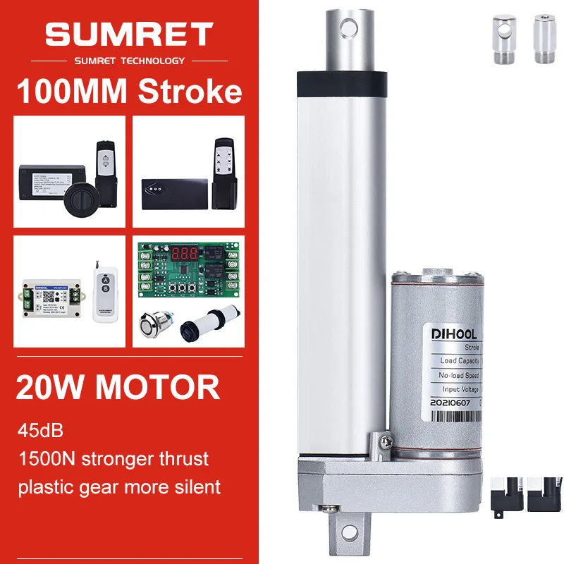 

Комплект электрического линейного привода с ходом 100 мм с радиочастотным пультом дистанционного управления 1500N 300N Интеллектуальная мебель ...