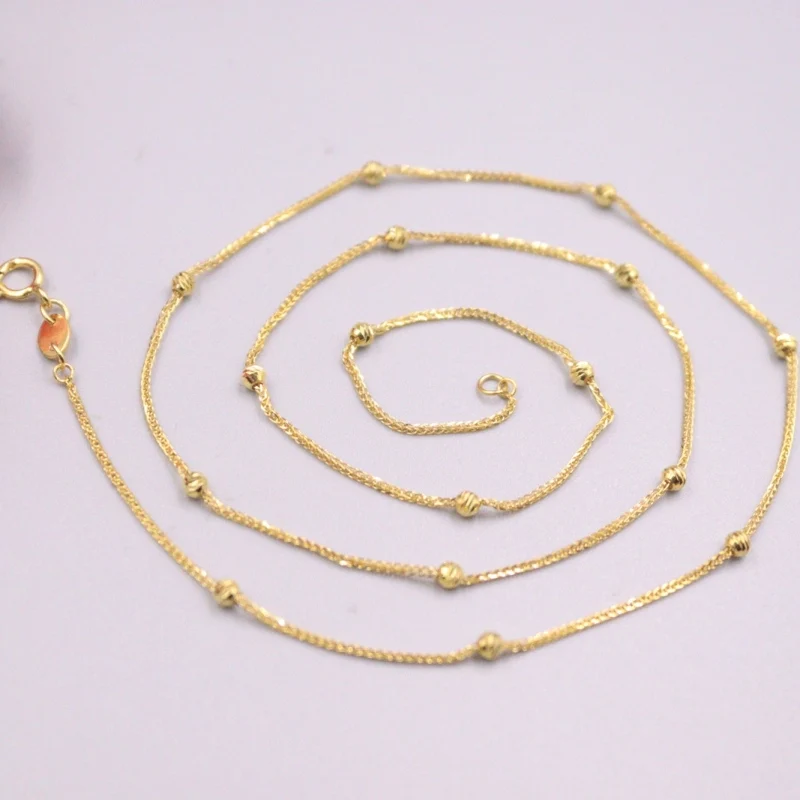 

Fine Pure Au750 18kt Yellow Gold Chain 2mmW Women Wheat Link Bead Necklace 18inch 2-2.1g
